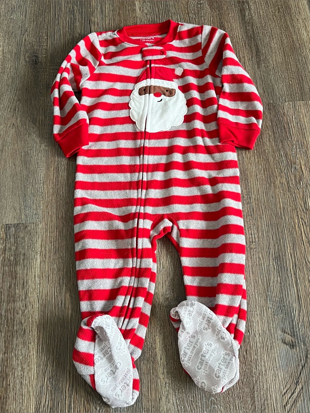 Carters Fleece Christmas Pajamas - Black Santa - Size 18  months